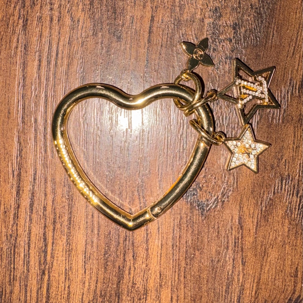 Gold Heart Key Ring with Star Accents